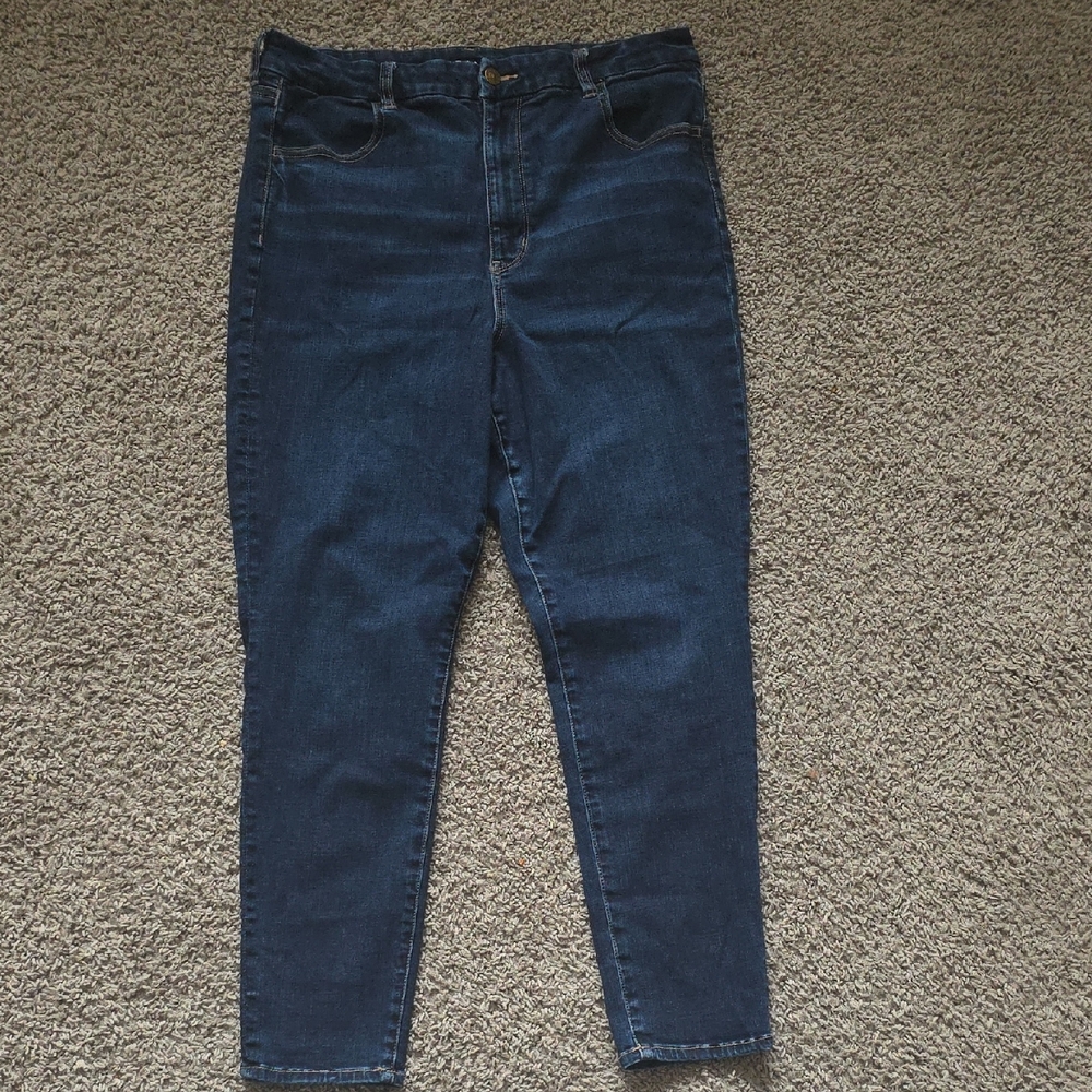 American Eagle Outfitters Dark Blue High-Rise Skinny Jeans
